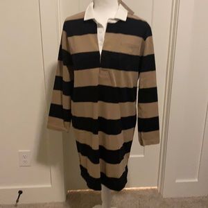 J. Crew Black and Tan Striped Rugby Dress